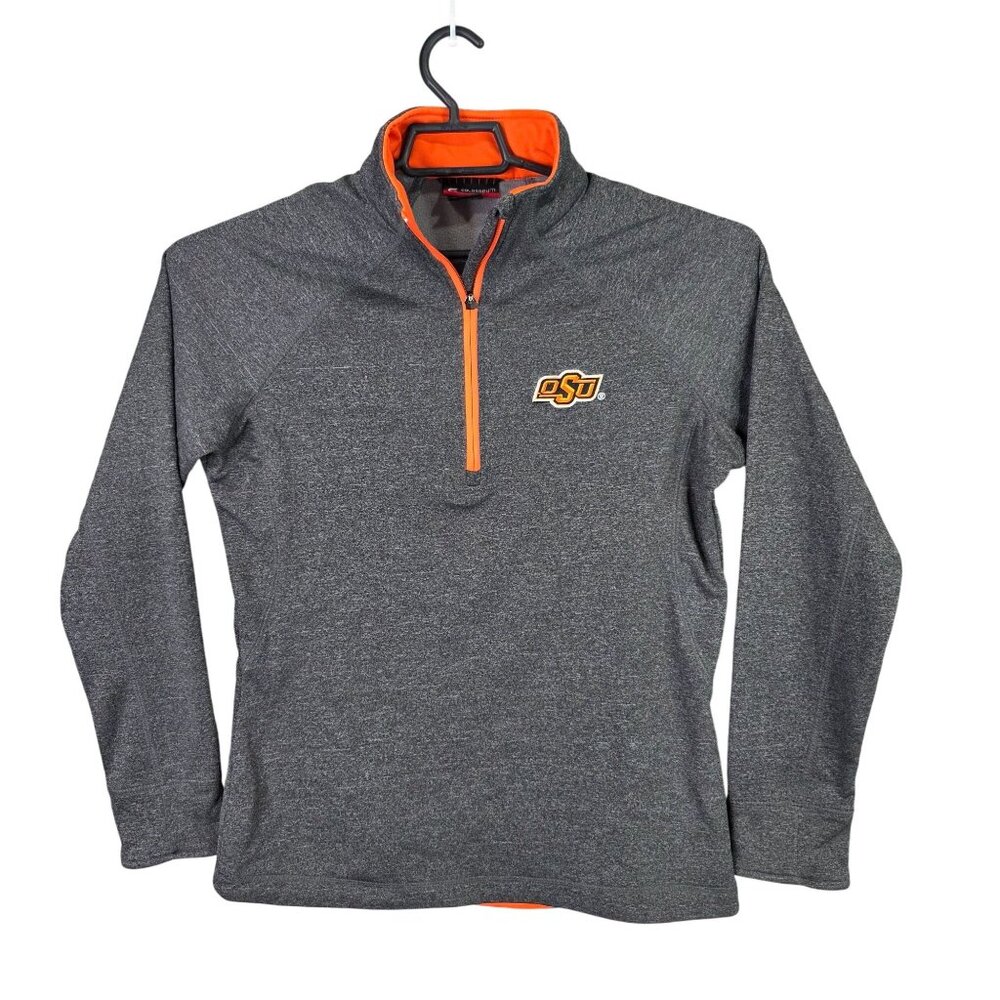 Mens Colosseum Athletics Gray OSU 1/4 Zip Pullover Polyester Oklahoma State L